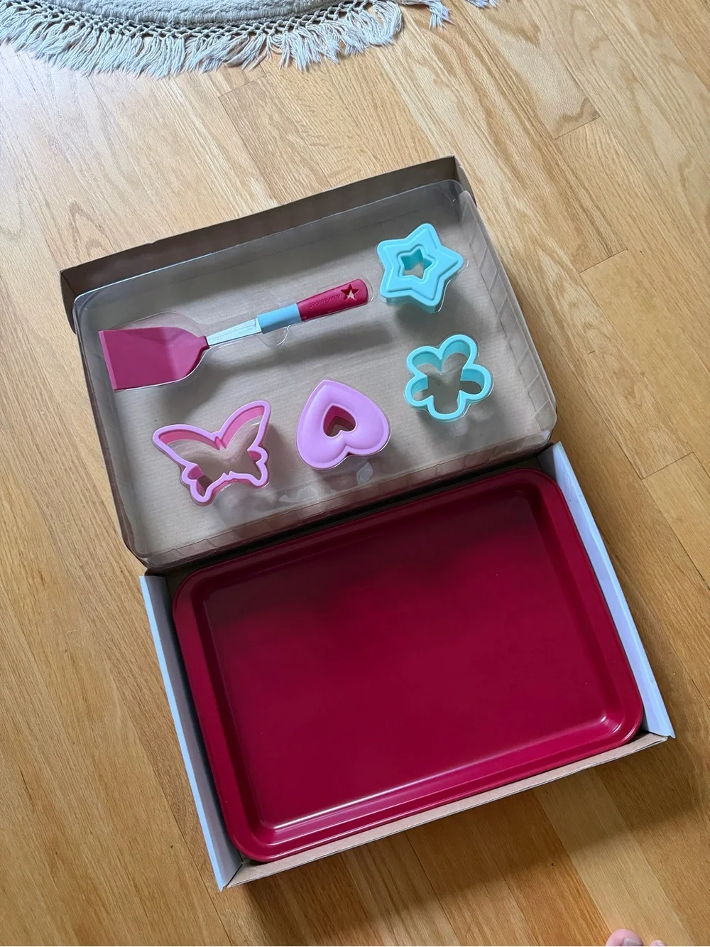 American Girl pink and teal baking play set with cookie cutters